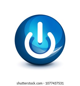 Power button blue icon, start symbol, vector illustration