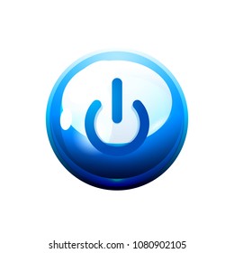 Icono azul del botón de encendido, símbolo de inicio, ilustración del vector