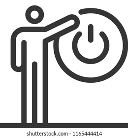 Power button, bold line stick figure icon. The illustration is vector, editable stroke, 48x48 pixel perfect. Crafted with precision and eye for quality.