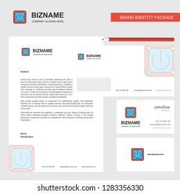 Power button Business Letterhead, Envelope and visiting Card Design vector template
