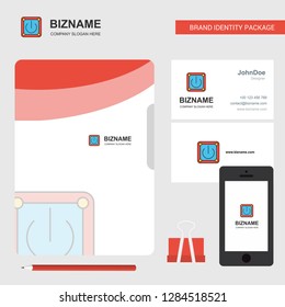 Power button Business Logo, File Cover Visiting Card and Mobile App Design. Vector Illustration