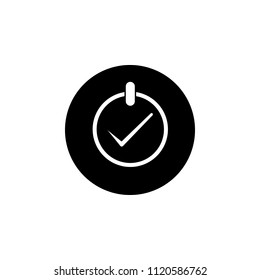 Power button check mark isolated vector icon on white background