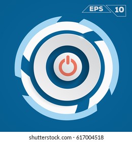 Power button circle icon. Flat Design(for Logos, Flyers, Covers, Posters, Banner)