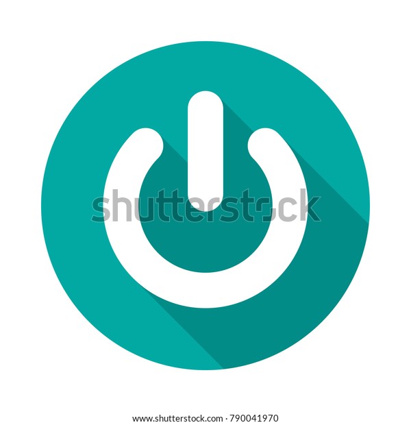 Power Button Circle Icon Long Shadow Stock Vector (Royalty Free) 790041970