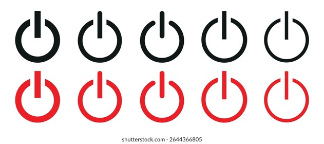 Power Button Collection. Power. Round icon with long. shut dawn Batton icons. shut dawn on or off icons. 