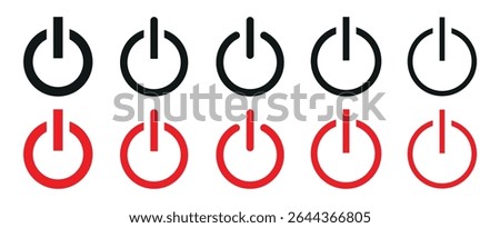 Power Button Collection. Power. Round icon with long. shut dawn Batton icons. shut dawn on or off icons. 