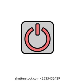 Power button colored vector icon on white background