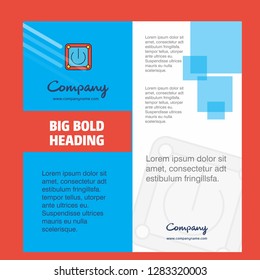 Power button Company Brochure Title Page Design. Company profile, annual report, presentations, leaflet Vector Background