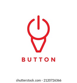 power button with cow head logo design, vector graphic symbol icon illustration