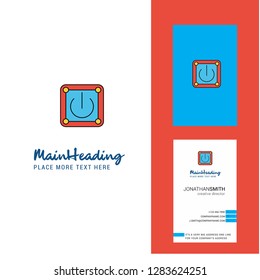 Power button Creative Logo and business card. vertical Design Vector