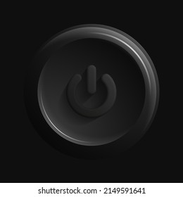 Power Button. Dark monochromatic Round Icon. Vector illustration