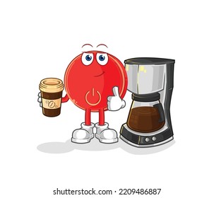 the power button drinking coffee illustration. character vector