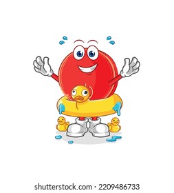 el botón de encendido con dibujos animados de la boya del pato. vector de mascota de dibujos animados