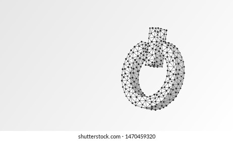 Power button. Energy, electric technology concept. Abstract, digital, wireframe, low poly mesh, vector white origami 3d illustration. Triangle line dot star