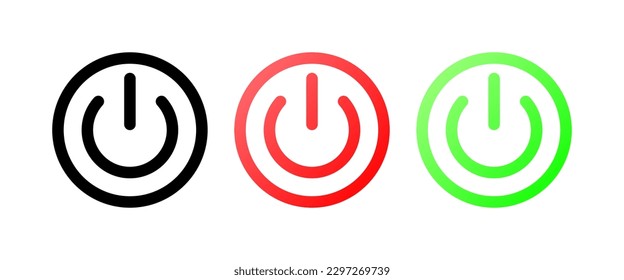 Power button. Flat, color, set of power buttons. Vector icons.