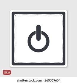 Power button. Flat design style. Made vector illustration. Emblem or label with shadow.