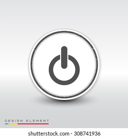 Power button. Flat design style. Made vector illustration. Emblem or label with shadow.