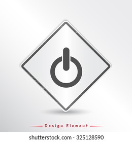 Power button. Flat design style. Made vector illustration. Emblem or label with shadow.
