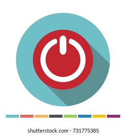 Power button flat icon with long shadow. Vector Illustration.
