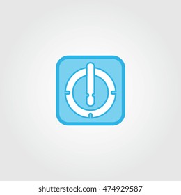 Power button flat square icon for websites and apps