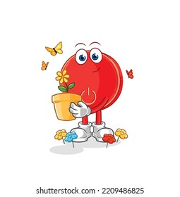 the power button with a flower pot. character vector