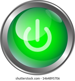 Power button with glass and start symbol in front