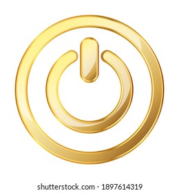 Power button. Gold vector illustration. Gold power button on white background. On and off icon