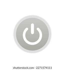 Power button. Gray button on a white background. Normal and active. Turn off, turn on. Web button. Vector illustration