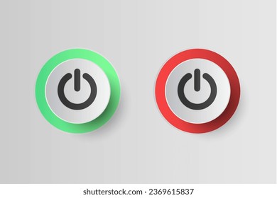 Power button.red and green glow bar around the white button. Minimal style concept.