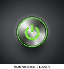 power button with green light eps10 vector illustration
