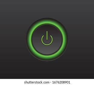 Power Button With Green Light Vector 10 Eps File For Your Design