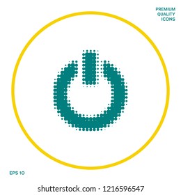 Power button - halftone logo. Graphic elements for your design