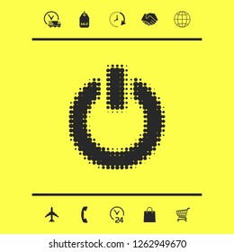 Power button - halftone logo. Graphic elements for your design