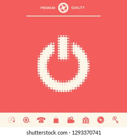 Power button - halftone logo. Graphic elements for your design