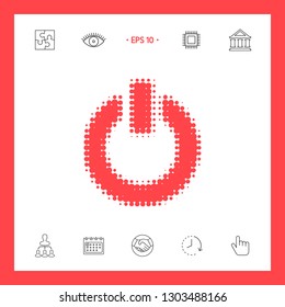 Power button - halftone logo. Graphic elements for your design