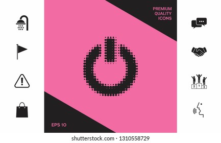 Power button - halftone logo. Graphic elements for your design