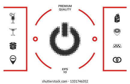 Power button - halftone logo. Graphic elements for your design