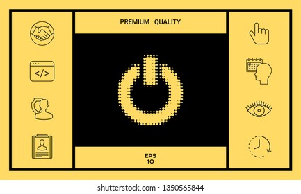 Power button - halftone logo. Graphic elements for your design