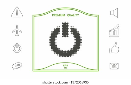 Power button - halftone logo. Graphic elements for your design