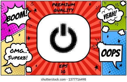Power button - halftone logo. Graphic elements for your design