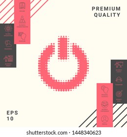 Power button - halftone logo. Graphic elements for your design