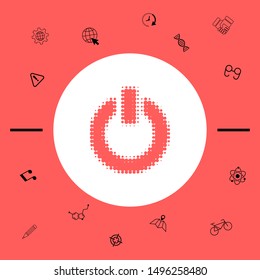 Power button - halftone logo. Graphic elements for your design
