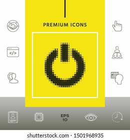 Power button - halftone logo. Graphic elements for your design