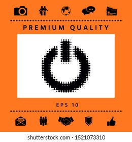 Power button - halftone logo. Graphic elements for your design