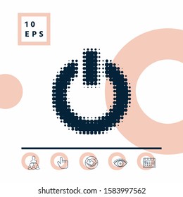Power button - halftone logo. Graphic elements for your design