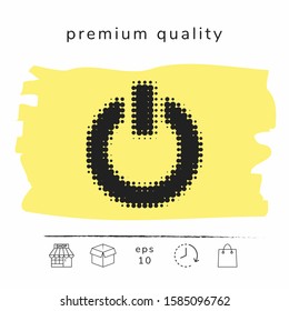 Power button - halftone logo. Graphic elements for your design