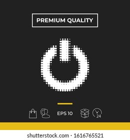 Power button - halftone logo. Graphic elements for your design