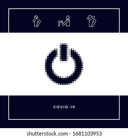 Power button - halftone logo. Graphic elements for your design