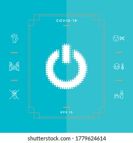 Botón de encendido - logotipo de medio tono. Elementos gráficos para su diseño