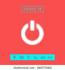 Power button - halftone logo. Graphic elements for your design